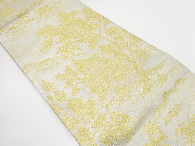 佐賀錦　屋敷風景模様織り出し　袋帯